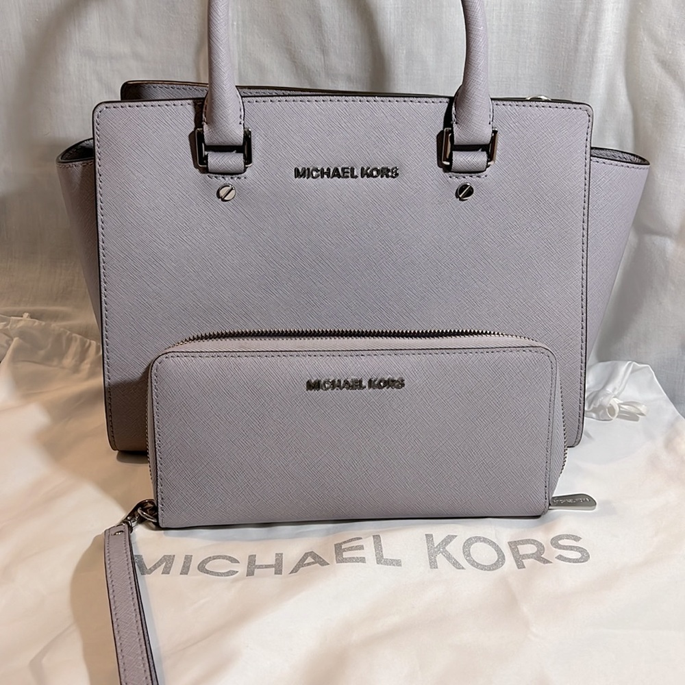 Shoulder Bag Crossbody Selma Medium Tote Lilac Purple Lavender Saffiano Leather